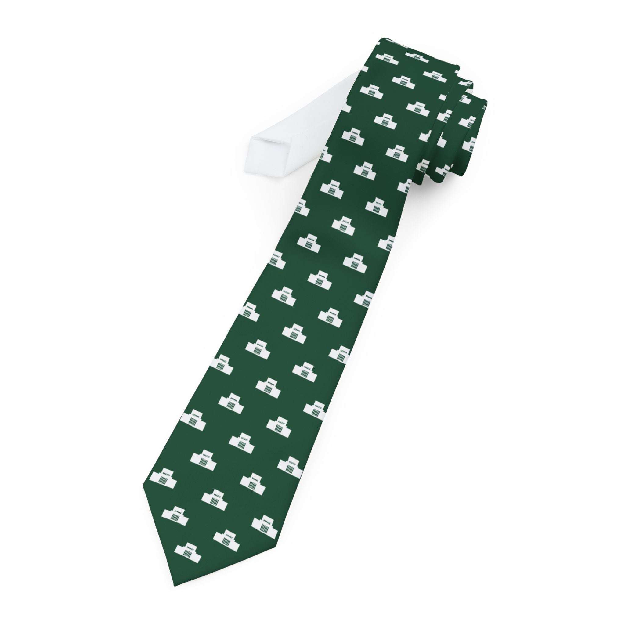 Laie Hawaii Temple Patterned Neck Tie for Elders (Green) - Mission Wishlist - LDS Missionary Gift Store