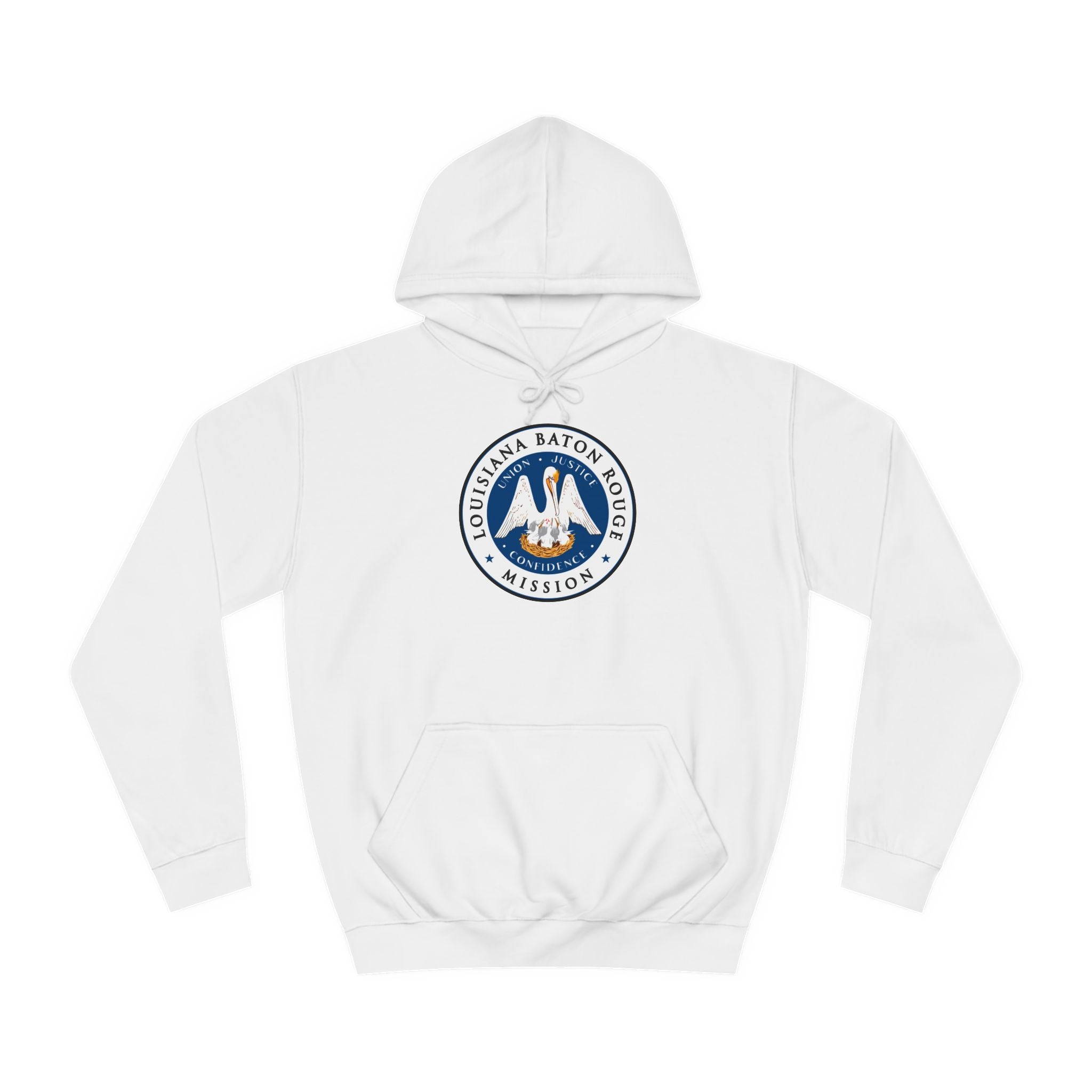 Louisiana Baton Rouge Mission State Flag Logo (White Border) College Hoodie