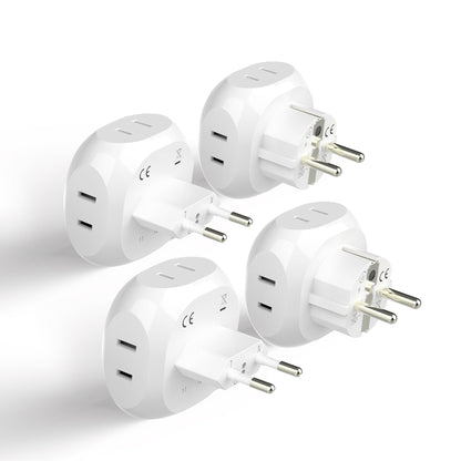European Travel Adapter Set- 4 in 1 - Ultra Compact - Light Weight (PT-9-9C-4PK)