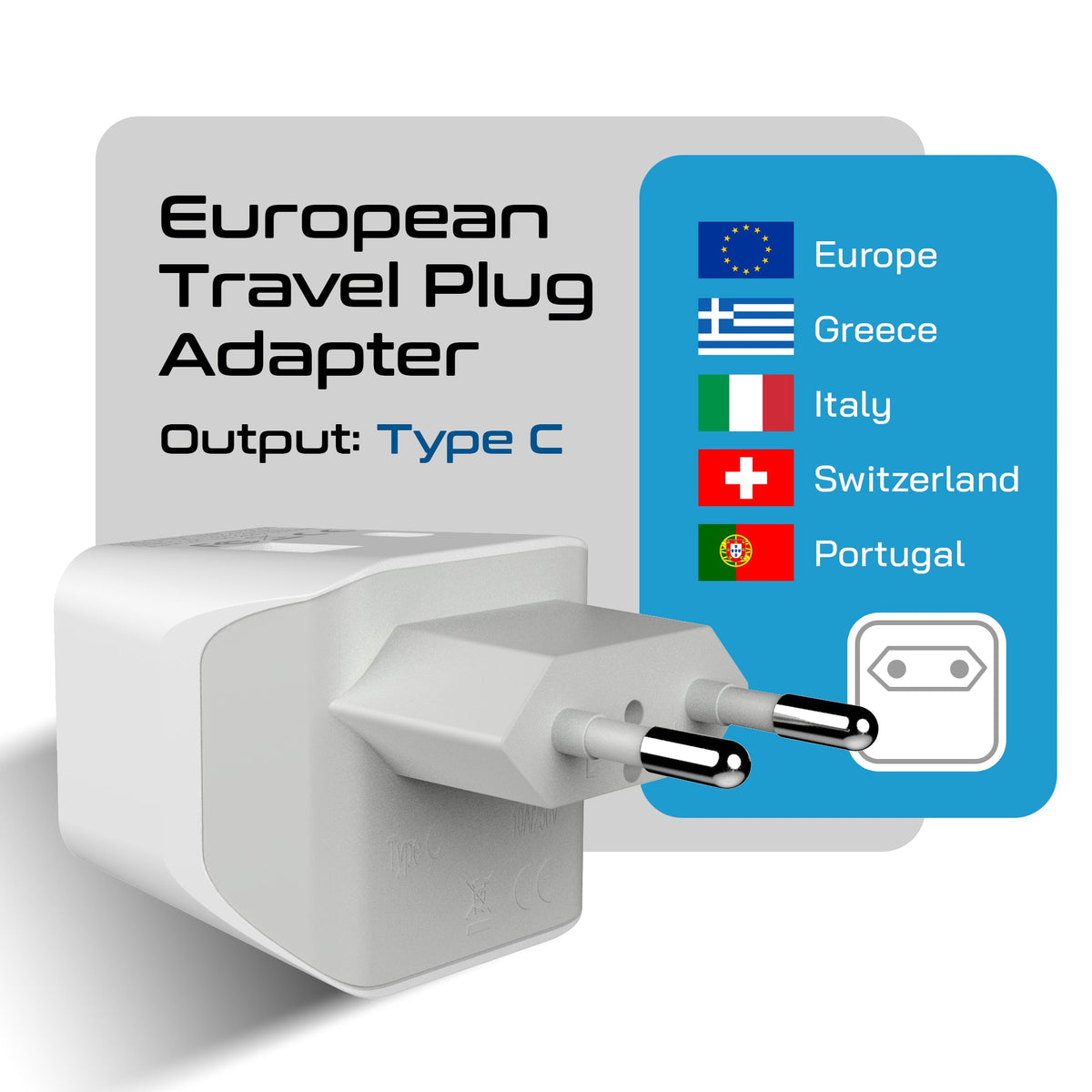 Europe Travel Adapter Plug Combo - Type C, E/F | USB-A + USB-C – European Combo (CTU-9-9C)