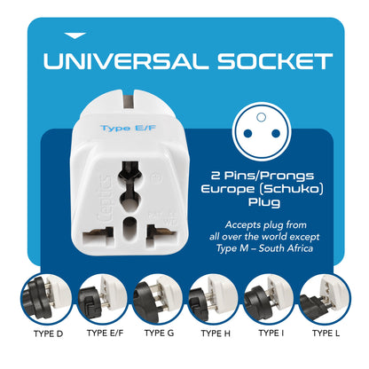 European (Schuko) Travel Adapter - Type E/F - 3 Pack (GP-9)