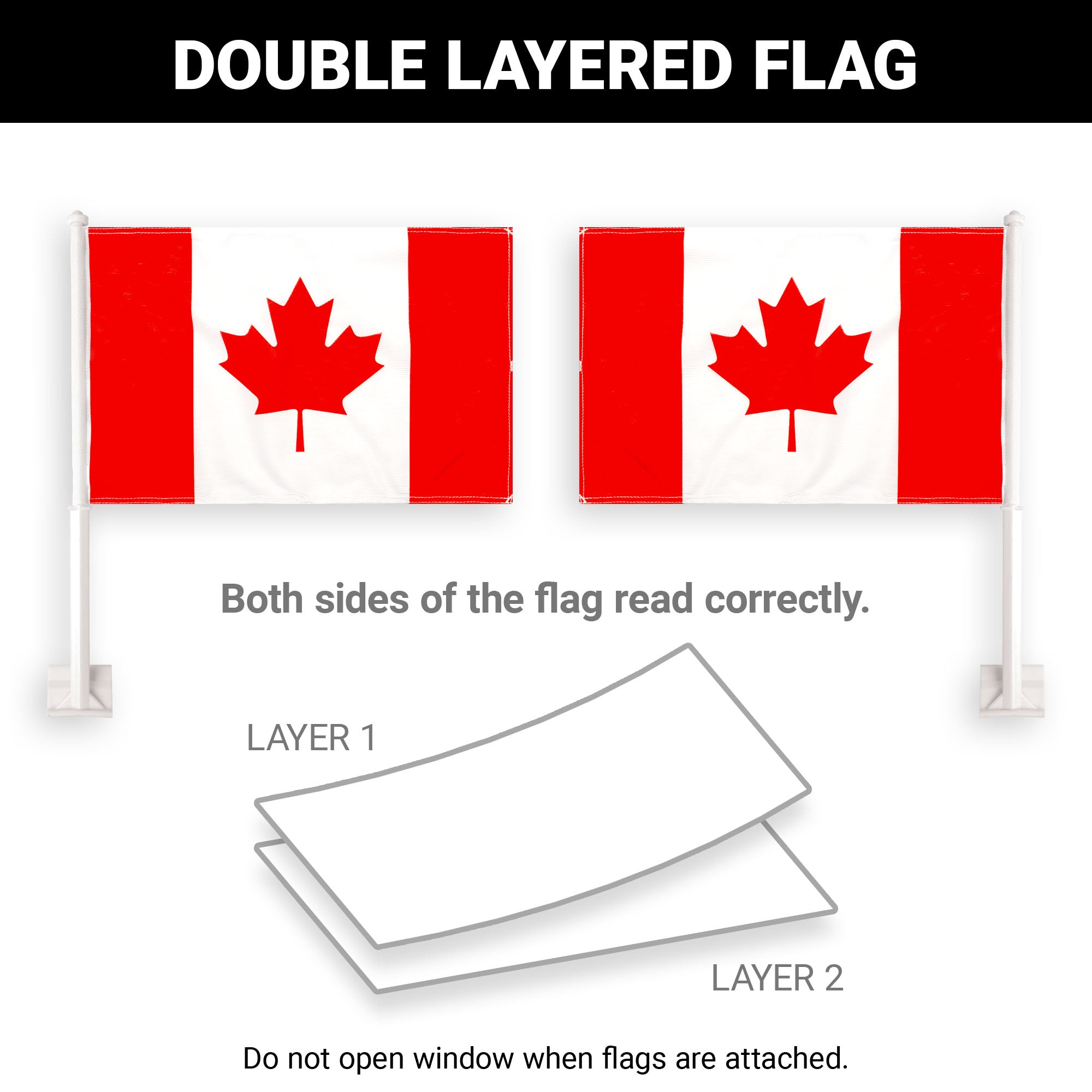 G128 2 Pack: Canada Canadian Car Flag | 11x17 In | Double LiteWeave Pro Series Double Sided Printed 150D Polyester | Flagpole Included | Perfect for Festival Celebrations, Parades