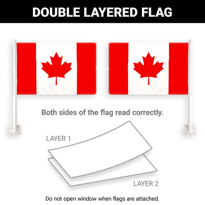 G128 2 Pack: Canada Canadian Car Flag | 11x17 In | Double LiteWeave Pro Series Double Sided Printed 150D Polyester | Flagpole Included | Perfect for Festival Celebrations, Parades