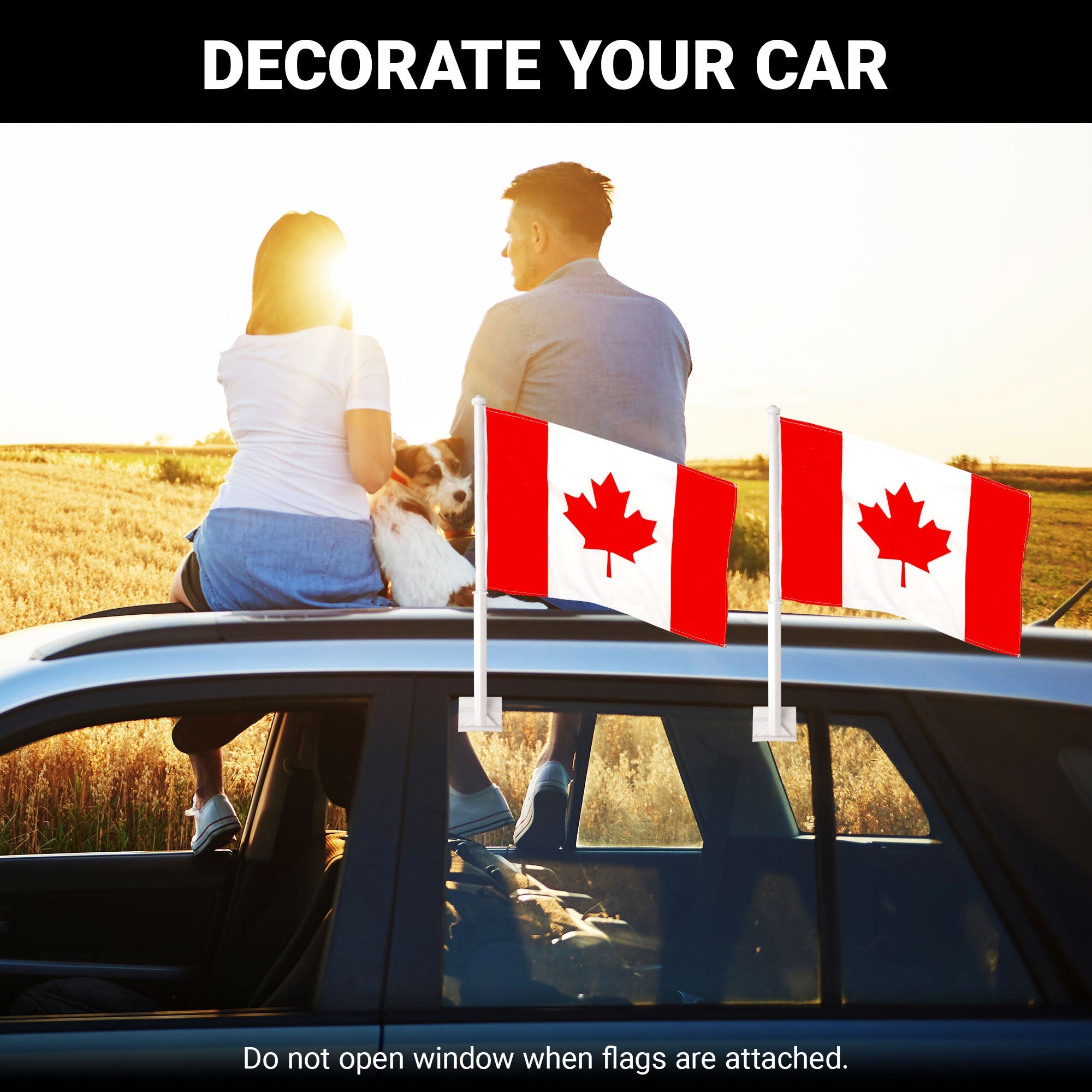 G128 2 Pack: Canada Canadian Car Flag | 11x17 In | Double LiteWeave Pro Series Double Sided Printed 150D Polyester | Flagpole Included | Perfect for Festival Celebrations, Parades