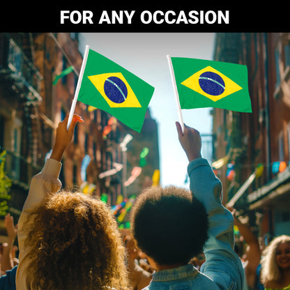 G128 2 Pack: Brazil Brazilian Car Flag | 11x17 In | Double LiteWeave Pro Series Double Sided Printed 150D Polyester | Flagpole Included | Perfect for Festival Celebrations, Parades