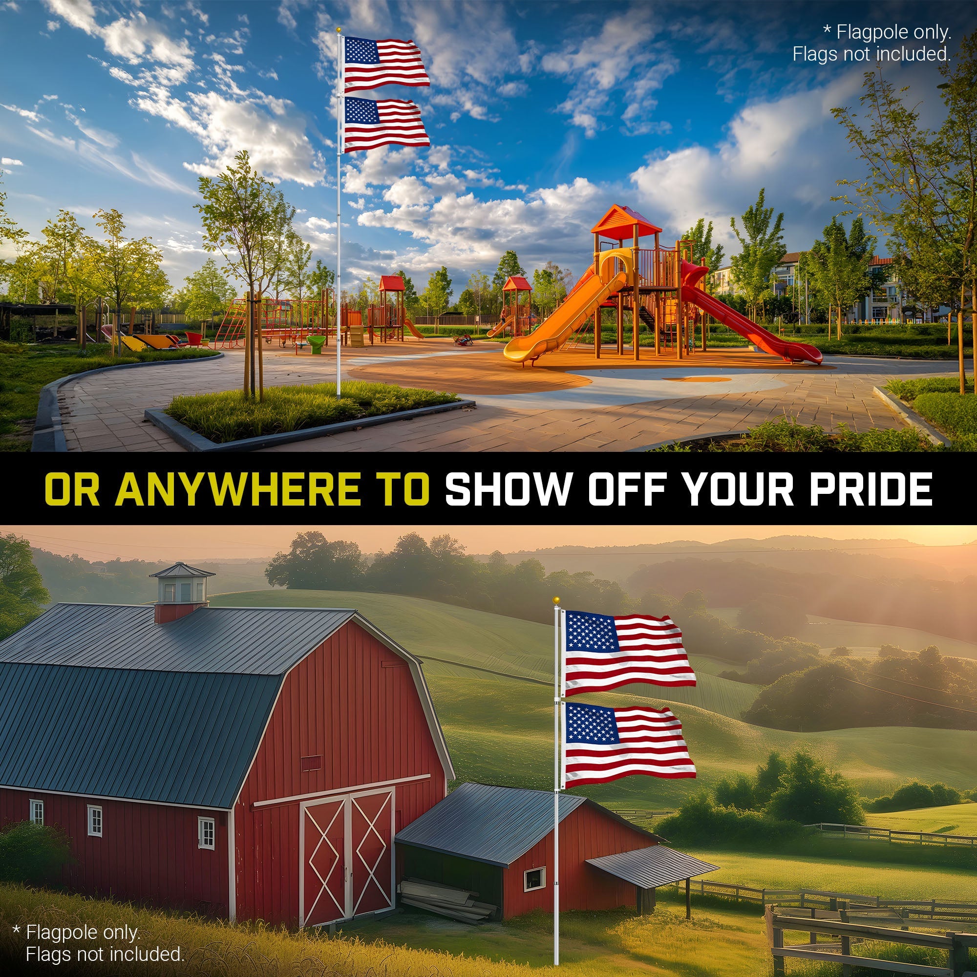 G128 25Ft Telescoping Aluminum Silver Flagpole | In Ground Heavy Duty Telescopic Flag Pole for Commercial/Residential Use | Flag NOT Included