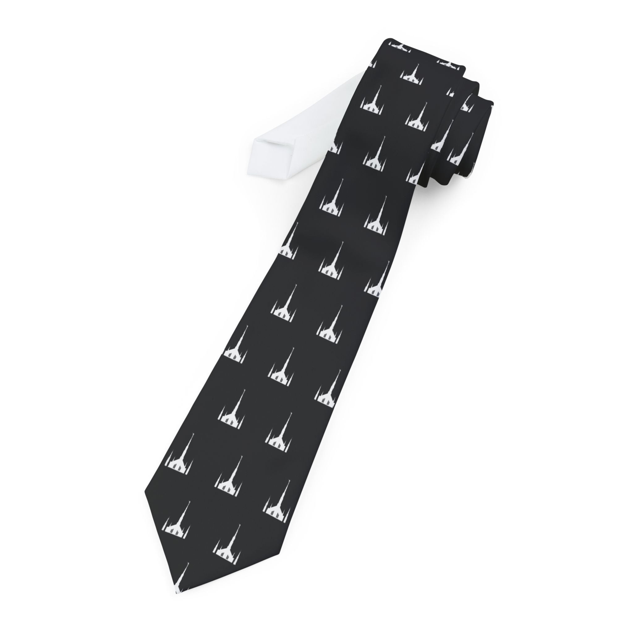 Manila Philippines Temple Patterned Neck Tie for Elders (Black) - Mission Wishlist - LDS Missionary Gift Store