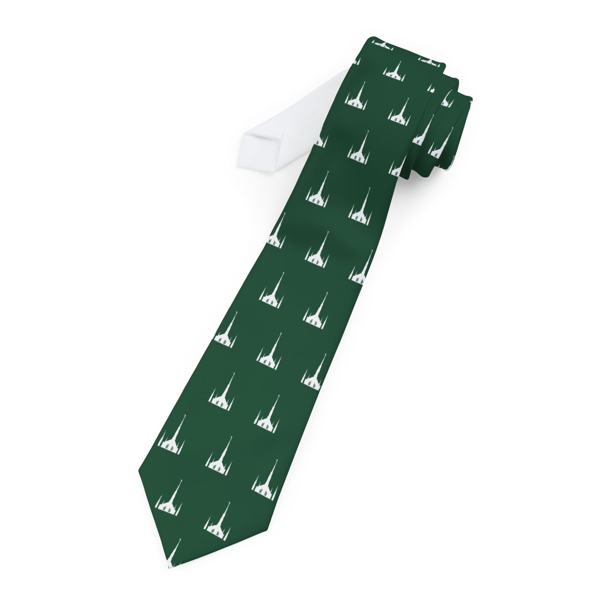 Manila Philippines Temple Patterned Neck Tie for Elders (Green) - Mission Wishlist - LDS Missionary Gift Store