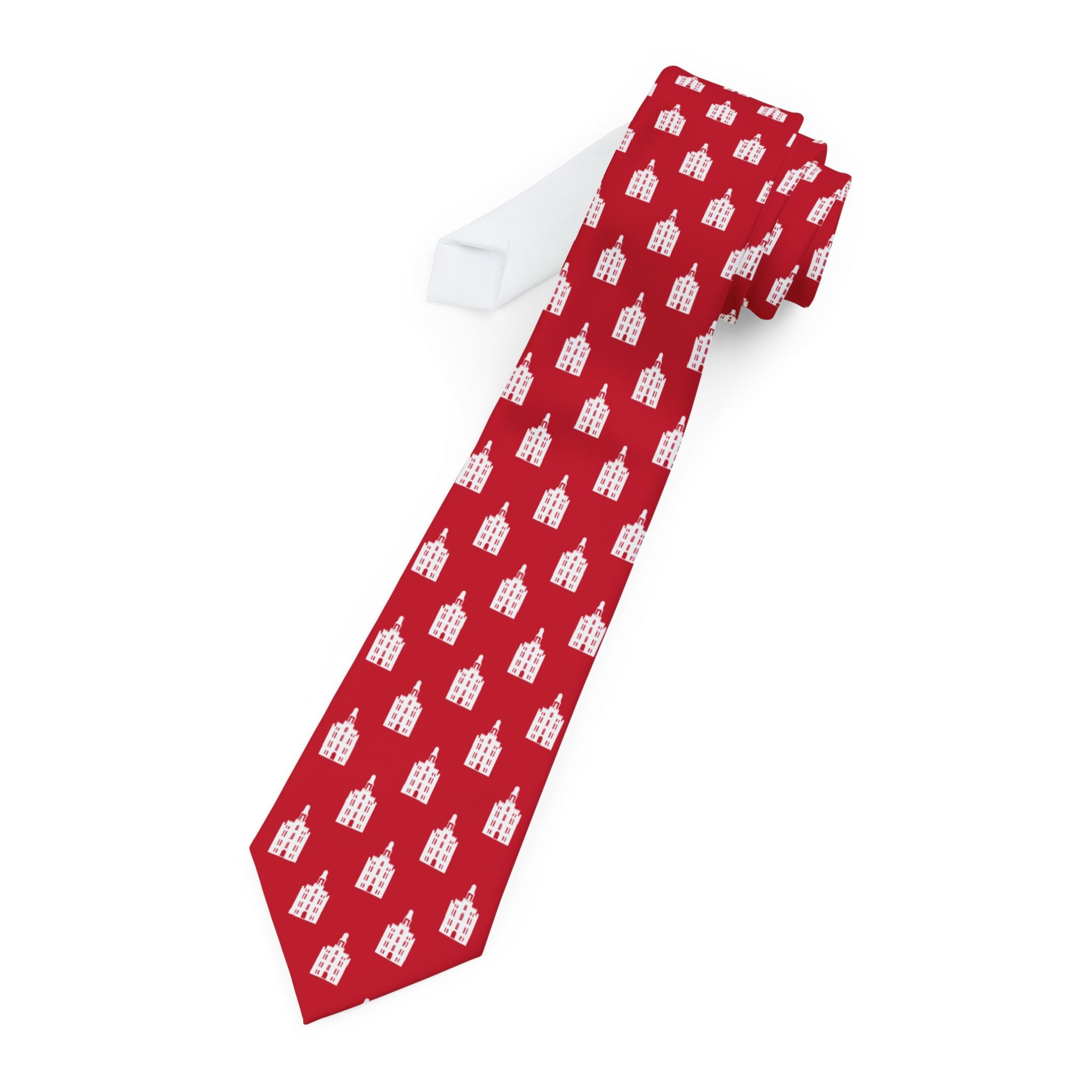 Manti Utah Temple Patterned Neck Tie for Elders (Red) - Mission Wishlist - LDS Missionary Gift Store