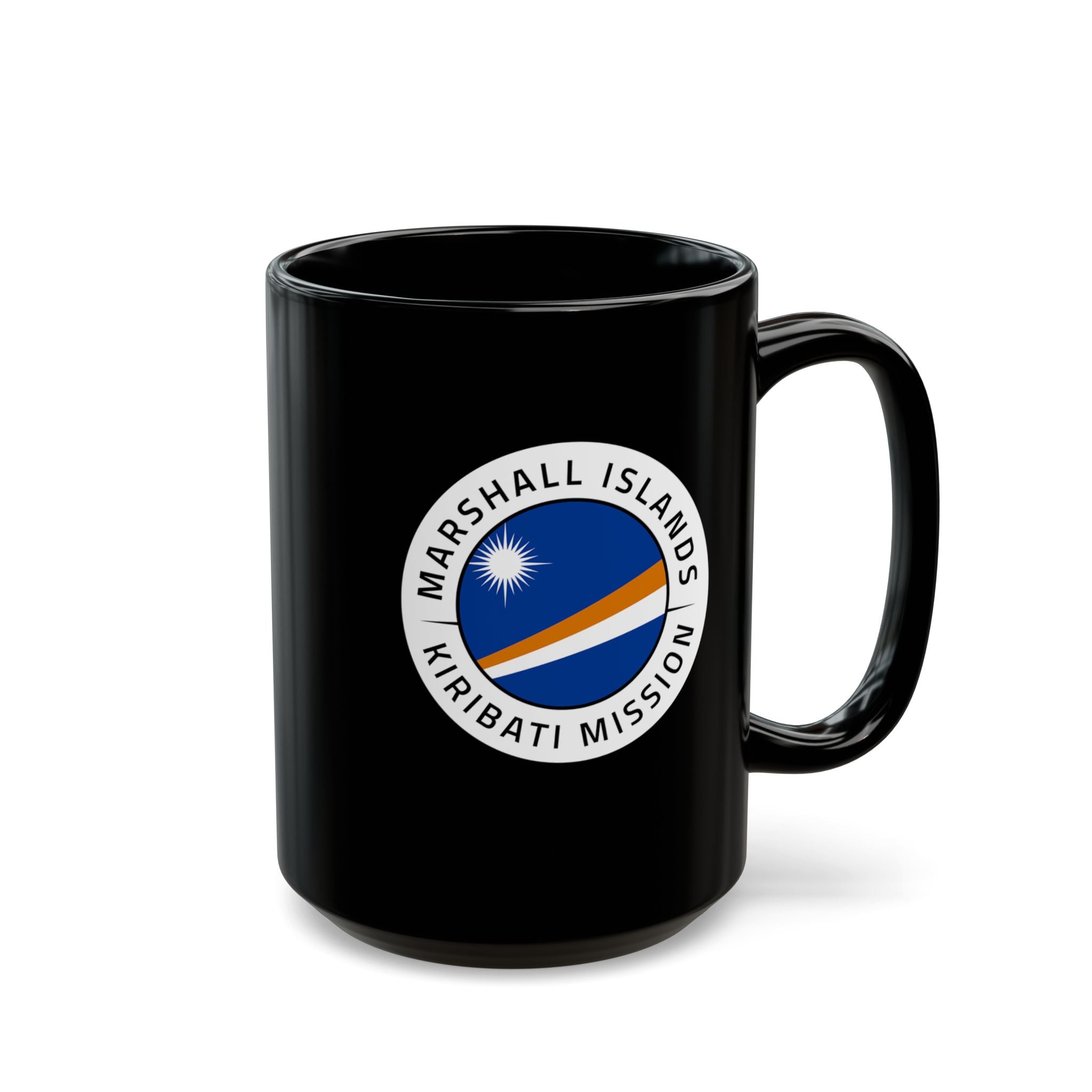 Marshall Islands - Kiribati Mission Circular Flag Black Ceramic Mug - Latter-Day Saint LDS Missionary Gift - Book of Mormon