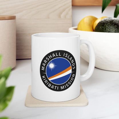 Marshall Islands - Kiribati Mission Circular Flag White Ceramic Mug - Latter-Day Saint LDS Missionary Gift - Book of Mormon