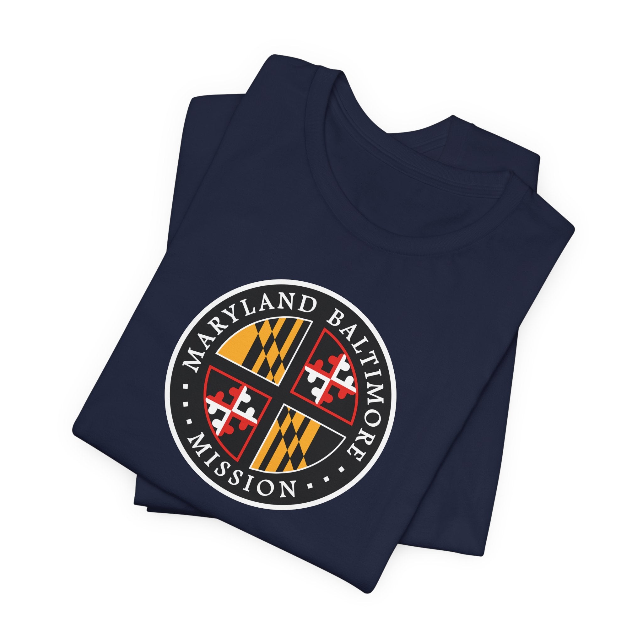 Maryland Baltimore Mission State Flag Logo (Black Border) T-shirt - Latter-Day Saint LDS Missionary Gift - Book of Mormon