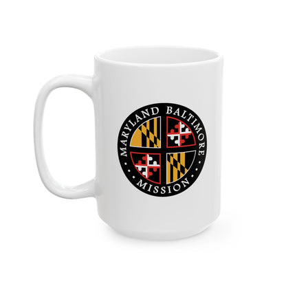 Maryland Baltimore Mission State Flag Logo Ceramic Mug White Name - Latter-Day Saint LDS Missionary Gift - Book of Mormon