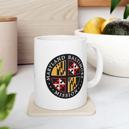 Maryland Baltimore Mission State Flag Logo Ceramic Mug White Name - Latter-Day Saint LDS Missionary Gift - Book of Mormon