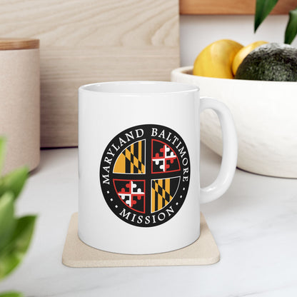 Maryland Baltimore Mission State Flag Logo Ceramic Mug White Name - Latter-Day Saint LDS Missionary Gift - Book of Mormon