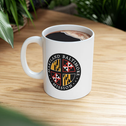 Maryland Baltimore Mission State Flag Logo Ceramic Mug White Name - Latter-Day Saint LDS Missionary Gift - Book of Mormon