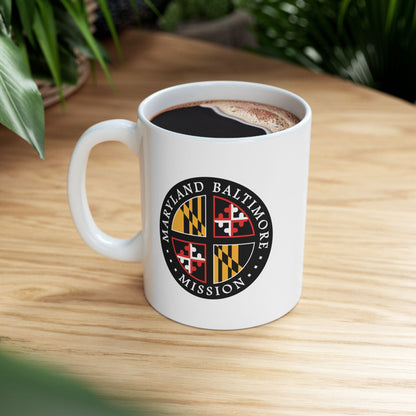 Maryland Baltimore Mission State Flag Logo Ceramic Mug White Name - Latter-Day Saint LDS Missionary Gift - Book of Mormon