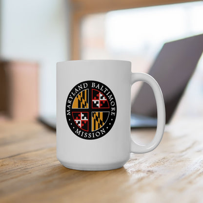 Maryland Baltimore Mission State Flag Logo Ceramic Mug White Name - Latter-Day Saint LDS Missionary Gift - Book of Mormon