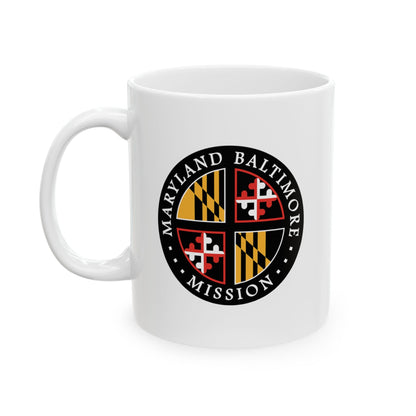 Maryland Baltimore Mission State Flag Logo Ceramic Mug White Name - Latter-Day Saint LDS Missionary Gift - Book of Mormon