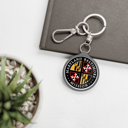 Maryland Baltimore Mission State Flag Logo Key Tag - Latter-Day Saint LDS Missionary Gift - Book of Mormon