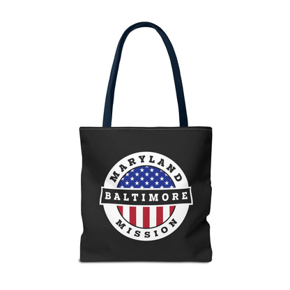 Maryland Baltimore Mission USA Flag Logo Tote Bag Black - Latter-Day Saint LDS Missionary Gift - Book of Mormon