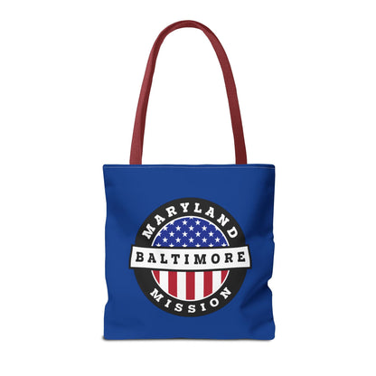 Maryland Baltimore Mission USA Flag Logo Tote Bag Blue - Latter-Day Saint LDS Missionary Gift - Book of Mormon