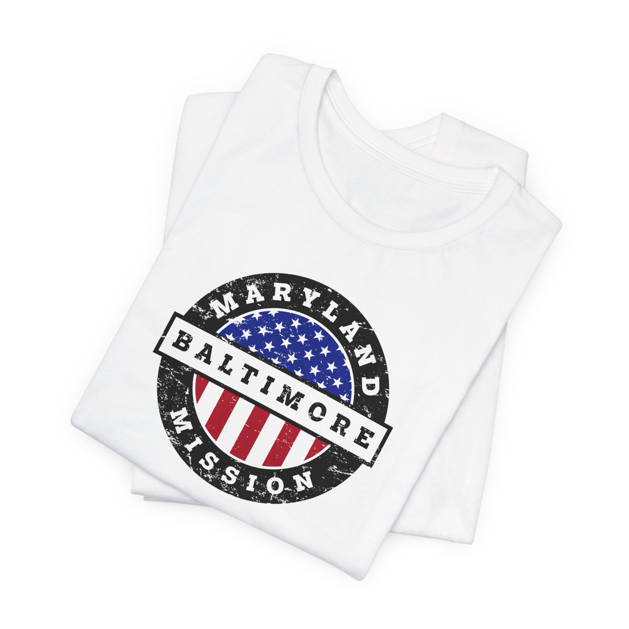 Maryland Baltimore Mission Vintage Circular USA Flag T-Shirt - Latter-Day Saint LDS Missionary Gift - Book of Mormon