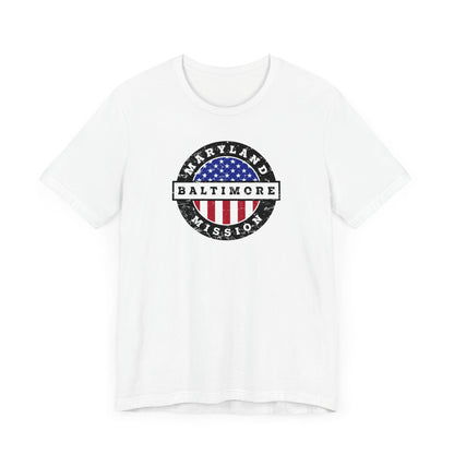 Maryland Baltimore Mission Vintage Circular USA Flag T-Shirt - Latter-Day Saint LDS Missionary Gift - Book of Mormon