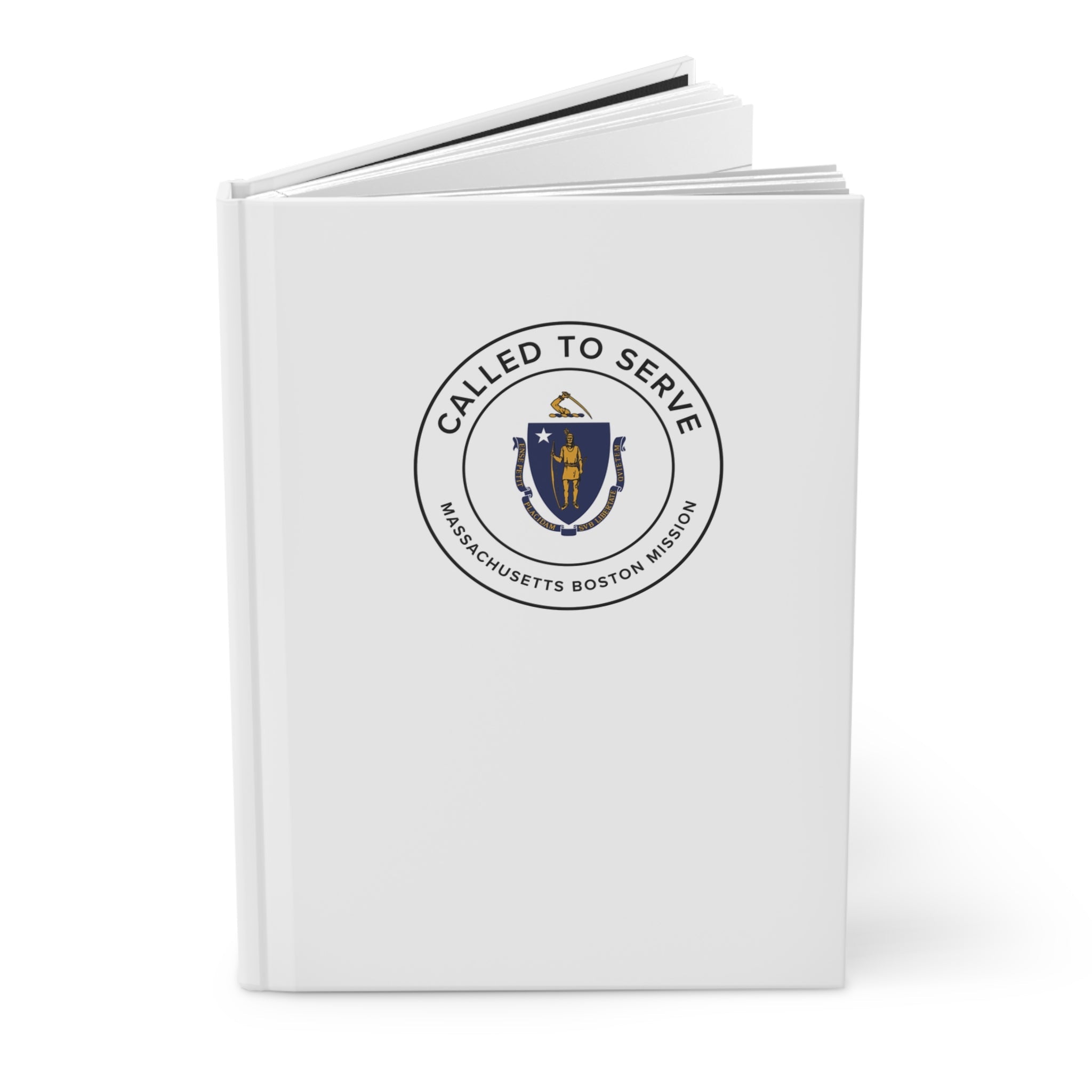 Massachusetts Boston Mission Circle Flag Called to Serve White Hardcover Journal Matte - Latter-Day Saint LDS Missionary Gift - Book of Mormon