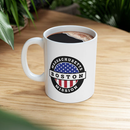 Massachusetts Boston Mission Circular Flag White Ceramic Mug - Latter-Day Saint LDS Missionary Gift - Book of Mormon