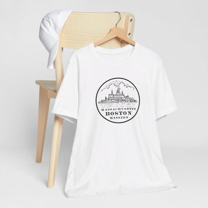 Massachusetts Boston Mission Circular Monochrome Logo T-Shirt - Latter-Day Saint LDS Missionary Gift - Book of Mormon