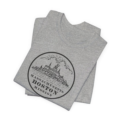 Massachusetts Boston Mission Circular Monochrome Logo T-Shirt - Latter-Day Saint LDS Missionary Gift - Book of Mormon