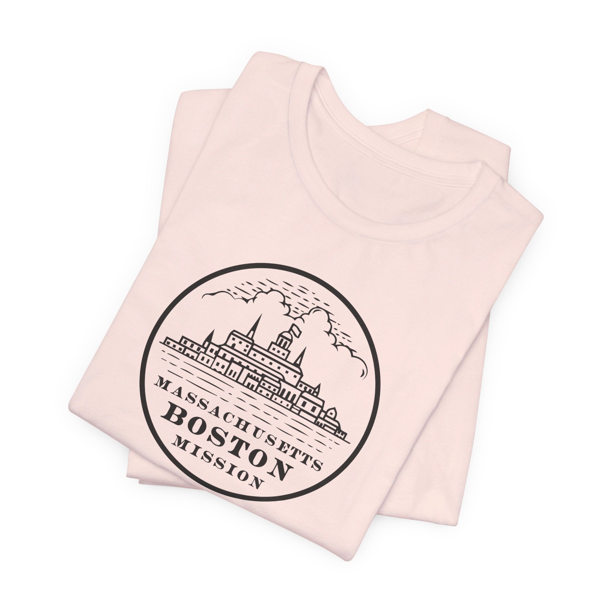 Massachusetts Boston Mission Circular Monochrome Logo T-Shirt - Latter-Day Saint LDS Missionary Gift - Book of Mormon