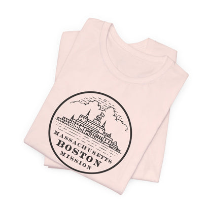 Massachusetts Boston Mission Circular Monochrome Logo T-Shirt - Latter-Day Saint LDS Missionary Gift - Book of Mormon