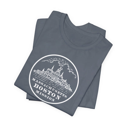 Massachusetts Boston Mission Circular Monochrome Logo T-Shirt - Latter-Day Saint LDS Missionary Gift - Book of Mormon