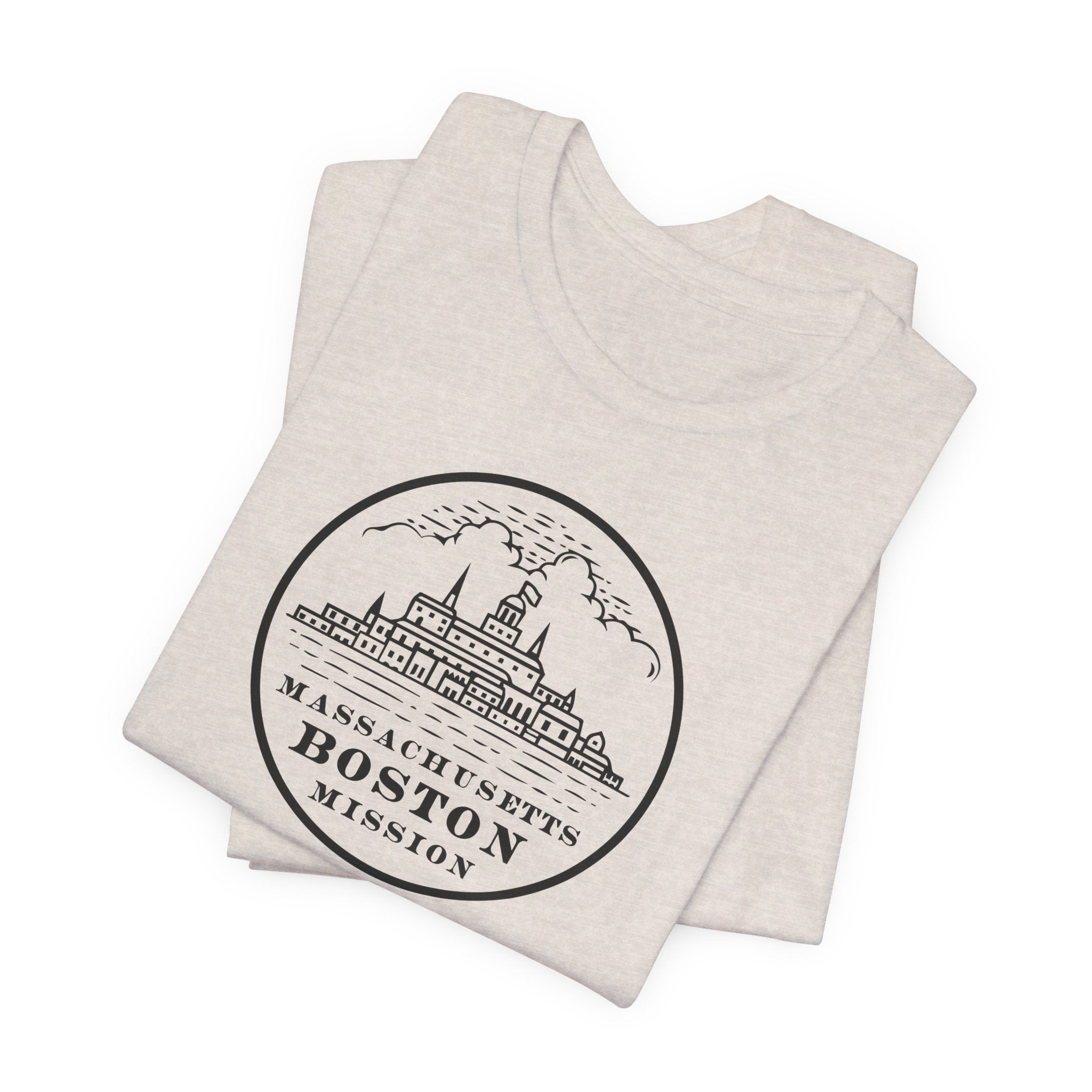 Massachusetts Boston Mission Circular Monochrome Logo T-Shirt - Latter-Day Saint LDS Missionary Gift - Book of Mormon