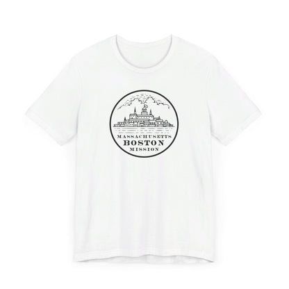 Massachusetts Boston Mission Circular Monochrome Logo T-Shirt - Latter-Day Saint LDS Missionary Gift - Book of Mormon