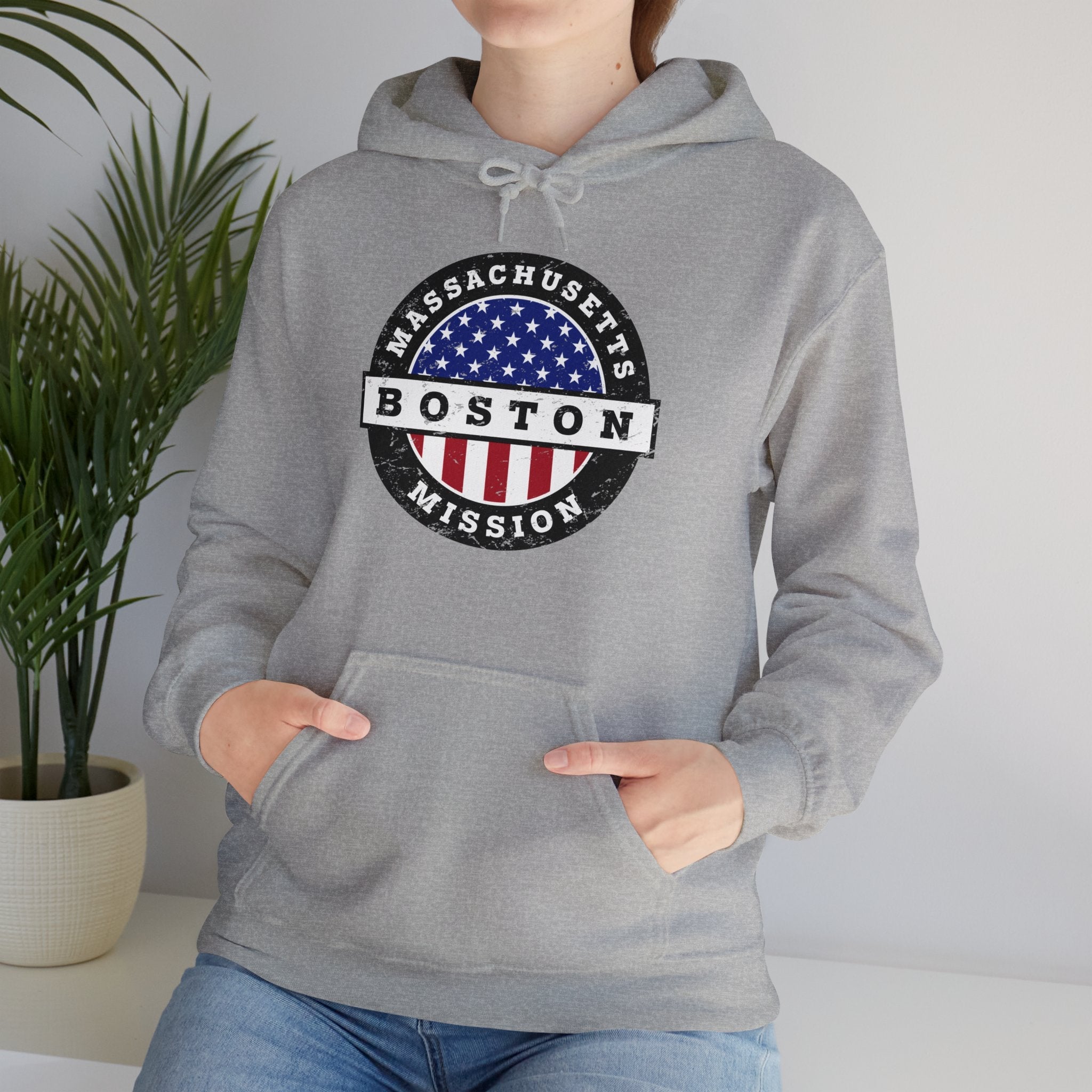 Massachusetts Boston Mission Circular USA Flag Hoodie - Latter-Day Saint LDS Missionary Gift - Book of Mormon