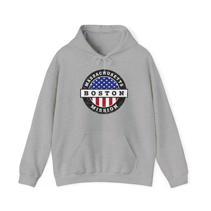 Massachusetts Boston Mission Circular USA Flag Hoodie - Latter-Day Saint LDS Missionary Gift - Book of Mormon