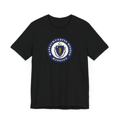 Massachusetts Boston Mission State Flag Logo (Black Border) T-shirt - Latter-Day Saint LDS Missionary Gift - Book of Mormon