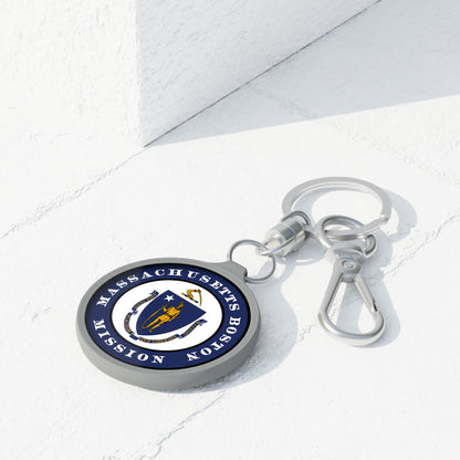 Massachusetts Boston Mission State Flag Logo Key Tag - Latter-Day Saint LDS Missionary Gift - Book of Mormon