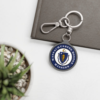 Massachusetts Boston Mission State Flag Logo Key Tag - Latter-Day Saint LDS Missionary Gift - Book of Mormon