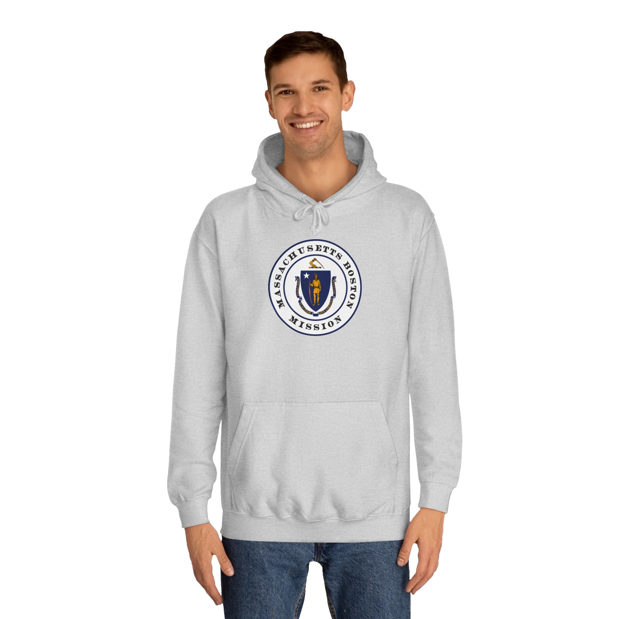 Massachusetts Boston Mission State Flag Logo (White Border) College Hoodie