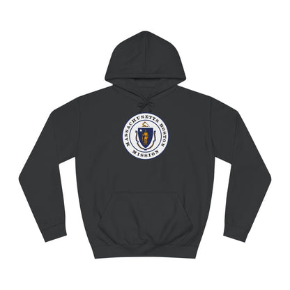 Massachusetts Boston Mission State Flag Logo (White Border) College Hoodie