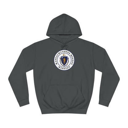 Massachusetts Boston Mission State Flag Logo (White Border) College Hoodie