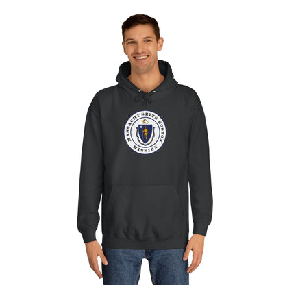 Massachusetts Boston Mission State Flag Logo (White Border) College Hoodie