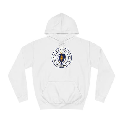 Massachusetts Boston Mission State Flag Logo (White Border) College Hoodie