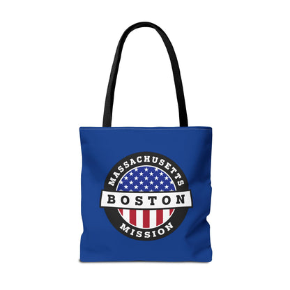 Massachusetts Boston Mission USA Flag Logo Tote Bag Blue - Latter-Day Saint LDS Missionary Gift - Book of Mormon