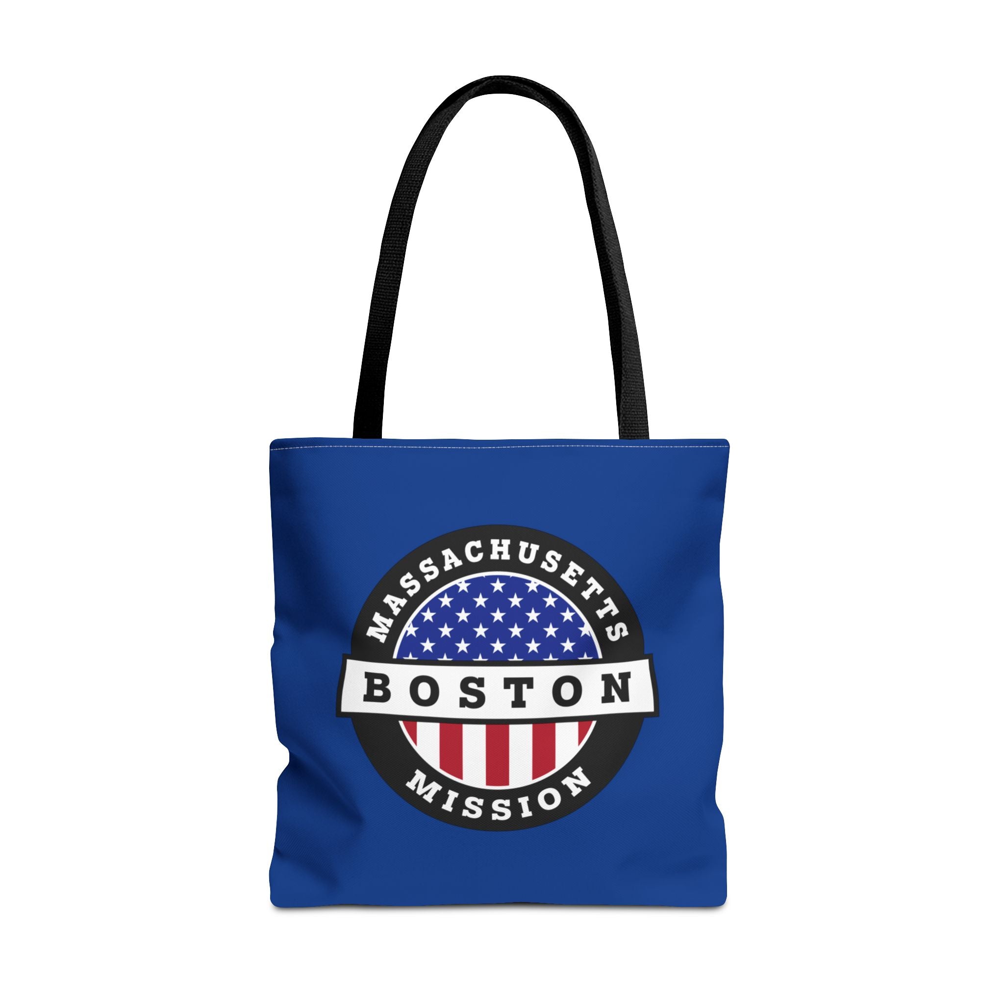 Massachusetts Boston Mission USA Flag Logo Tote Bag Blue - Latter-Day Saint LDS Missionary Gift - Book of Mormon