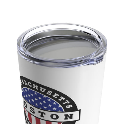 Massachusetts Boston Mission USA Flag Logo Tumbler 20oz White - Latter-Day Saint LDS Missionary Gift - Book of Mormon